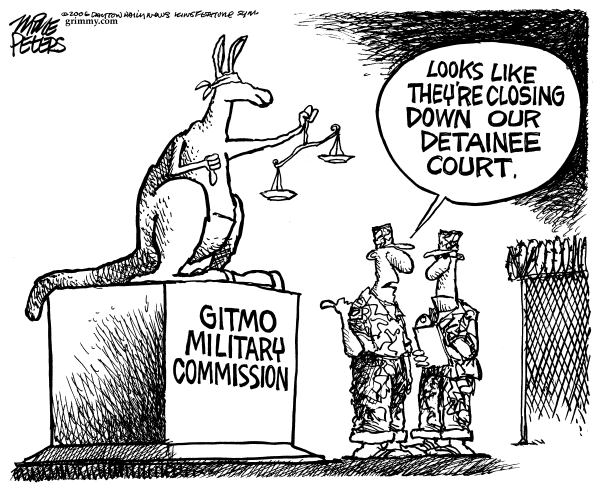 Editorial Cartoon by Mike Peters, Dayton Daily News on Administration Changes Prisoner Policy
