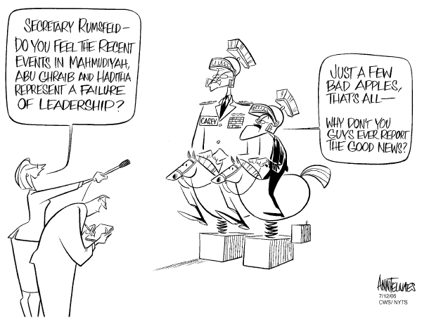 Editorial Cartoon by Ann Telnaes, CWS/CartoonArts Intl. on Iraq Explodes, Afghanistan on the Verge