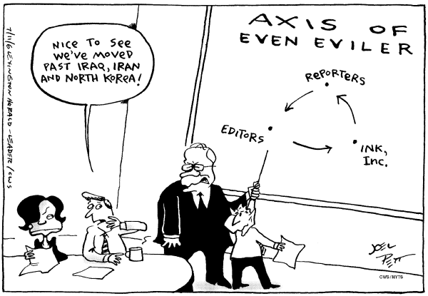 Editorial Cartoon by Joel Pett, Lexington Herald-Leader, CWS/CartoonArts Intl. on White House Targets New York Times