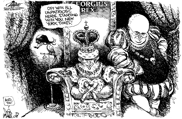Editorial Cartoon by Pat Oliphant, Universal Press Syndicate on White House Targets New York Times