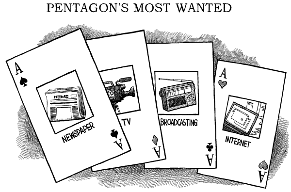 Editorial Cartoon by Loujie, China Daily, Beijing on White House Targets New York Times