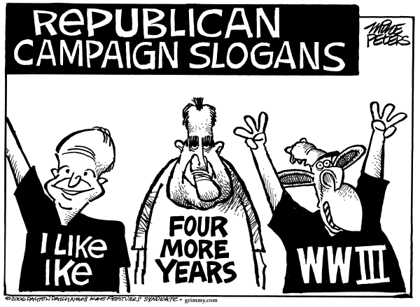 Editorial Cartoon by Mike Peters, Dayton Daily News on The President Stands Firm