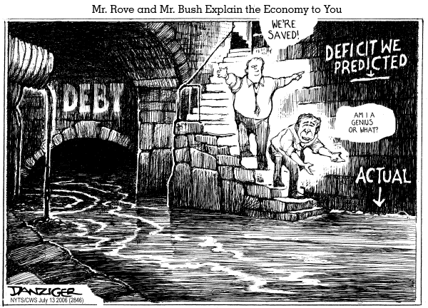 Editorial Cartoon by Jeff Danziger, CWS/CartoonArts Intl. on US Deficit Lower Than Expected