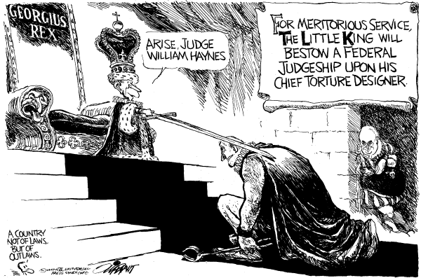 Editorial Cartoon by Pat Oliphant, Universal Press Syndicate on White House Claims More War Powers