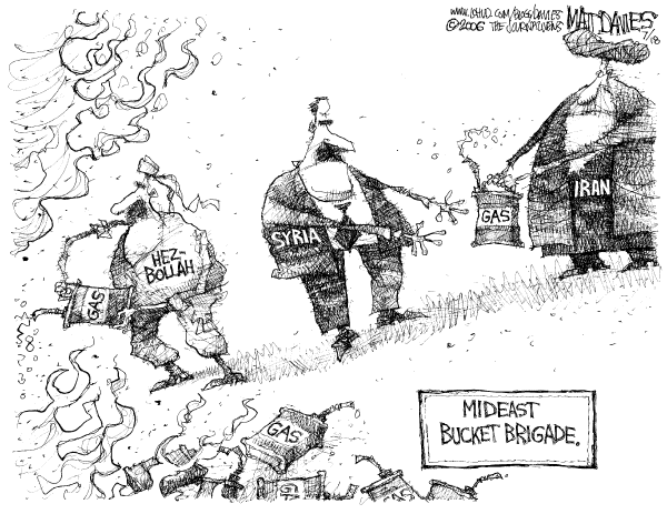 Editorial Cartoon by Matt Davies, Journal News on Fighting Escalates in Mideast
