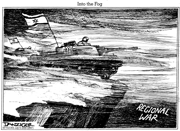 Editorial Cartoon by Jeff Danziger, CWS/CartoonArts Intl. on Fighting Escalates in Mideast