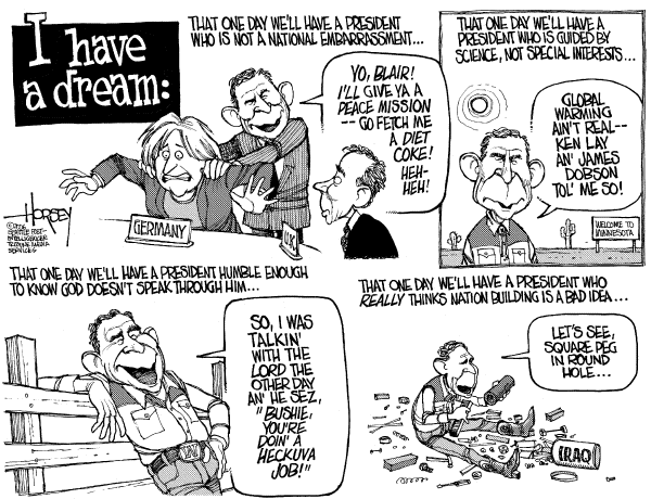 Editorial Cartoon by David Horsey, Seattle Post-Intelligencer on White House Seeks Additional Powers