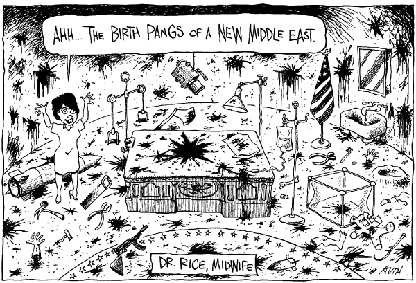 Editorial Cartoon by Tony Auth, Philadelphia Inquirer on US Opposes Cease-fire, Backs Israel