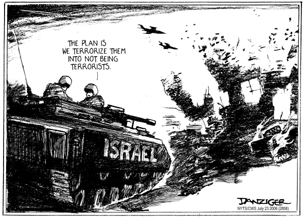 Editorial Cartoon by Jeff Danziger, CWS/CartoonArts Intl. on World Watches as War Rages