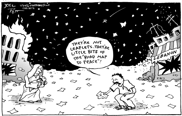 Editorial Cartoon by Joel Pett, Lexington Herald-Leader, CWS/CartoonArts Intl. on World Watches as War Rages