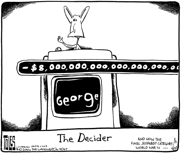 Editorial Cartoon by Tom Toles, Washington Post on Bush's Popularity Hits Record Level