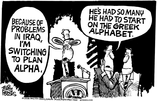 Editorial Cartoon by Mike Peters, Dayton Daily News on White House Optimistic on Iraq
