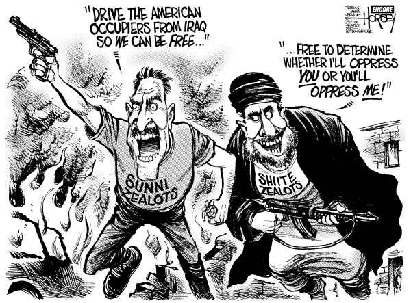 Editorial Cartoon by David Horsey, Seattle Post-Intelligencer on White House Optimistic on Iraq
