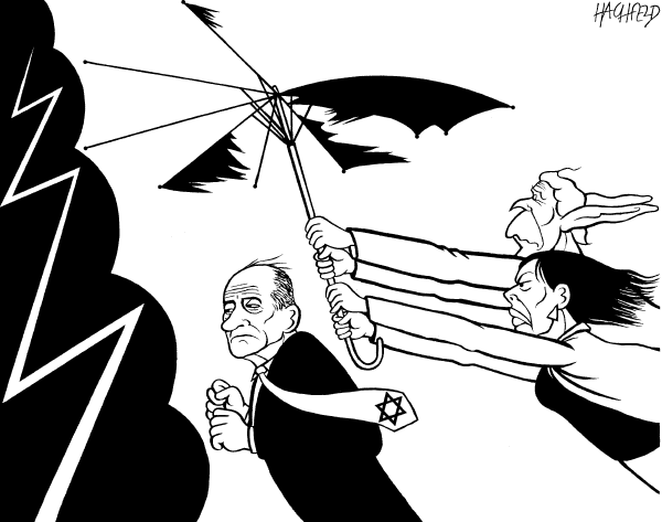 Editorial Cartoon by Rainer Hachfeld, Neues Deutschland, Germany on US Blocks Plan for Cease-fire