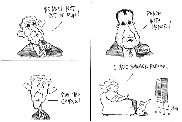 Editorial Cartoon by Tony Auth, Philadelphia Inquirer on President Takes a Vacation