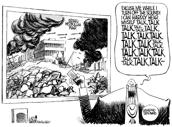 Editorial Cartoon by Don Wright, Palm Beach Post on No Cease-fire in Mideast