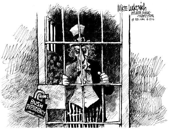 Editorial Cartoon by Mike Luckovich, Atlanta Journal-Constitution on Bush Wiretapping Ruled Illegal