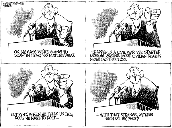 Editorial Cartoon by Don Wright, Palm Beach Post on Victory in Iraq Assured, Bush Says