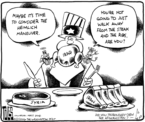 Editorial Cartoon by Tom Toles, Washington Post on Iraq Civil War Winnable, White House Says