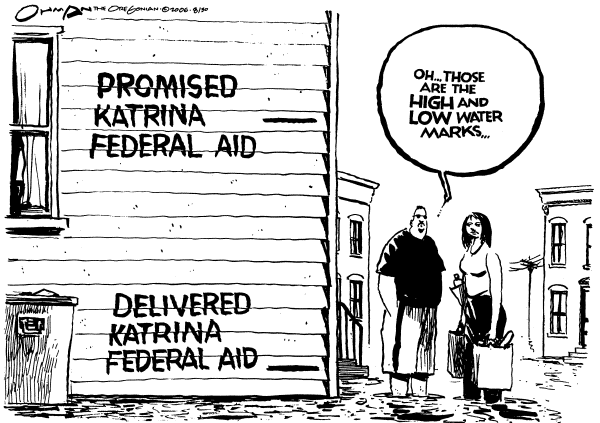 Editorial Cartoon by Jack Ohman, The Oregonian on Bush Visits New Orleans