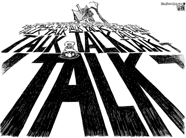 Editorial Cartoon by Don Wright, Palm Beach Post on Bush Visits New Orleans