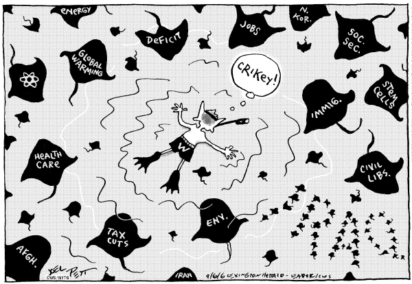 Editorial Cartoon by Joel Pett, Lexington Herald-Leader, CWS/CartoonArts Intl. on The President Remains Confident