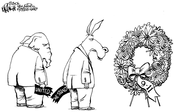 Editorial Cartoon by John Branch, San Antonio Express-News on US Observes 9/11 Anniversary