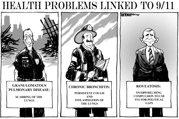 Editorial Cartoon by Drew Sheneman, Newark Star Ledger on US Observes 9/11 Anniversary