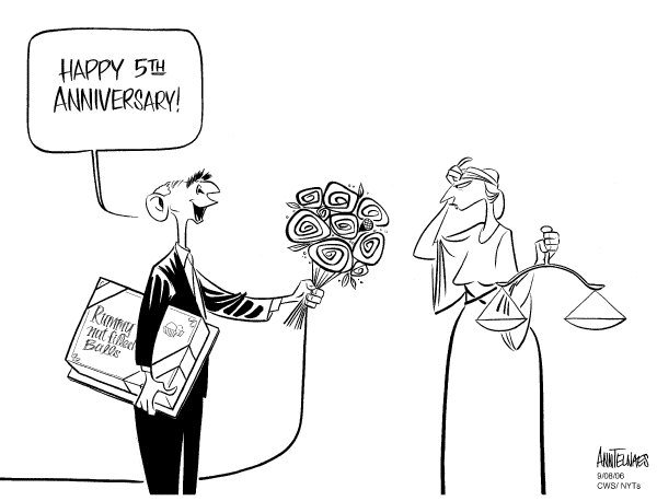 Editorial Cartoon by Ann Telnaes, CWS/CartoonArts Intl. on War on Terror Going Well at Home