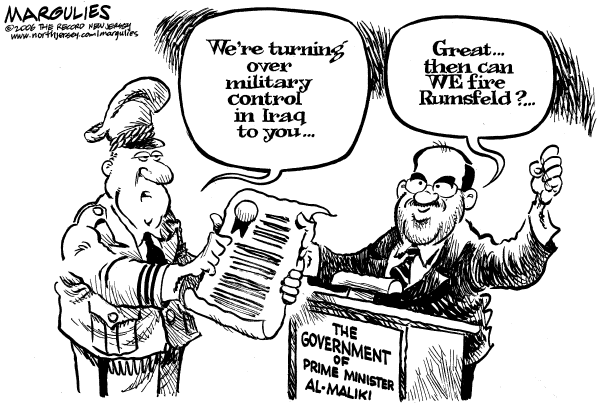 Editorial Cartoon by Jimmy Margulies, The Record, New Jersey on War on Terror Going Well in Iraq