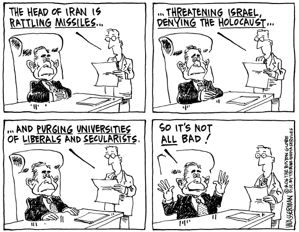 Editorial Cartoon by Dan Wasserman, Boston Globe on In Other News