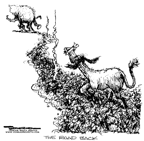 Editorial Cartoon by Paul Conrad, Tribune Media Services on Fall Campaigns Hit High Gear