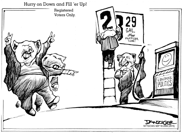 Editorial Cartoon by Jeff Danziger, CWS/CartoonArts Intl. on Fall Campaigns Hit High Gear