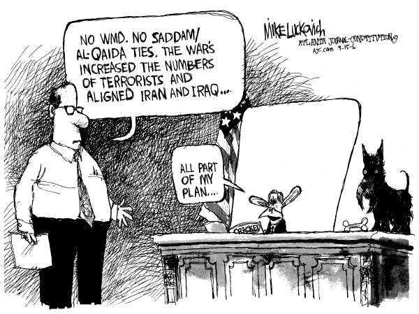 Editorial Cartoon by Mike Luckovich, Atlanta Journal-Constitution on Iraq War Enters New Phase