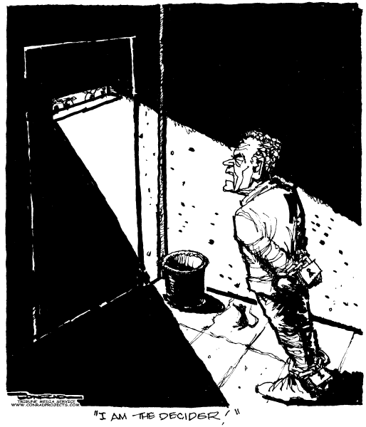 Editorial Cartoon by Paul Conrad, Tribune Media Services on Bush, GOP Clash Over Torture