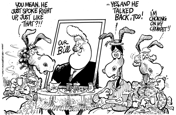 Editorial Cartoon by Mike Lane, Cagle Cartoons on Democrats Marvel at One of Their Own