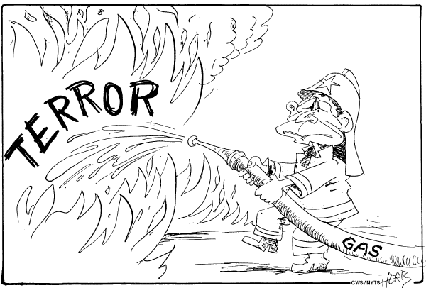 Editorial Cartoon by Herb Dagningen, Lilehammer, Norway on Bush Proud of Homeland Defense
