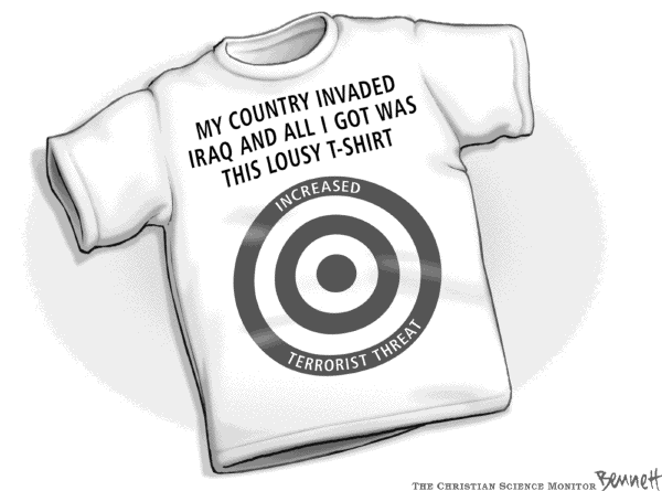 Editorial Cartoon by Clay Bennett, Christian Science Monitor on Bush Proud of Homeland Defense