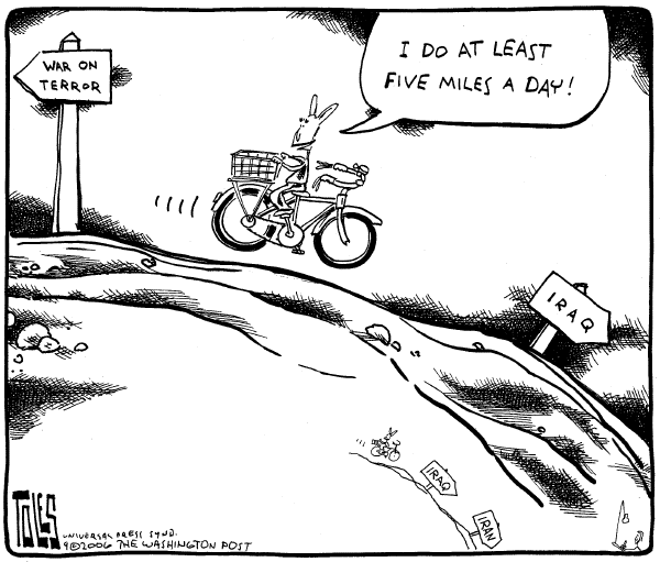 Editorial Cartoon by Tom Toles, Washington Post on Bush Proud of Homeland Defense
