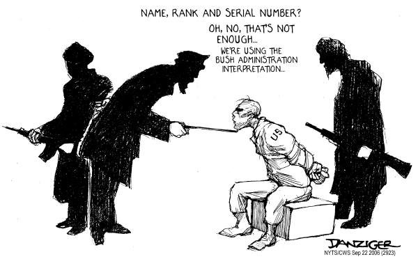 Editorial Cartoon by Jeff Danziger, CWS/CartoonArts Intl. on Torture Compromise Reached