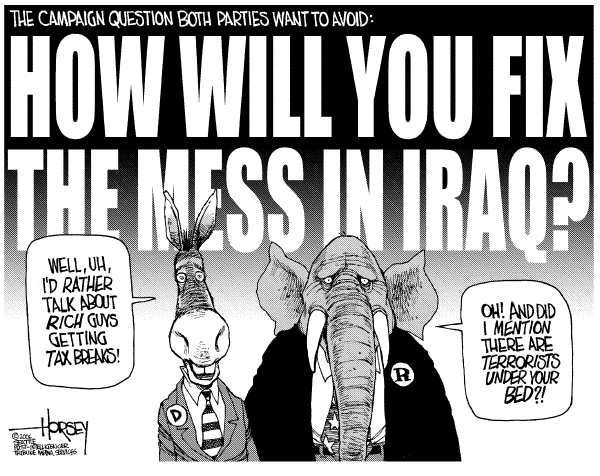 Editorial Cartoon by David Horsey, Seattle Post-Intelligencer on Fall Races Heat Up