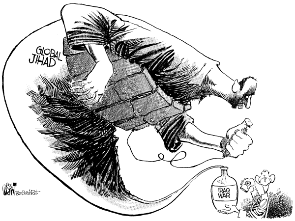 Editorial Cartoon by Don Wright, Palm Beach Post on Fighting Escalates in Iraq