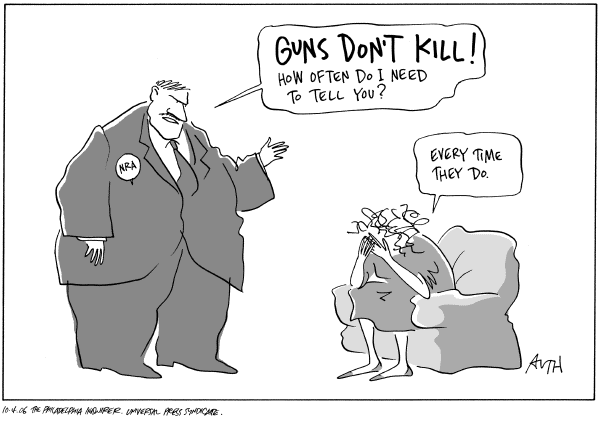 Editorial Cartoon by Tony Auth, Philadelphia Inquirer on School Shootings Kill Several