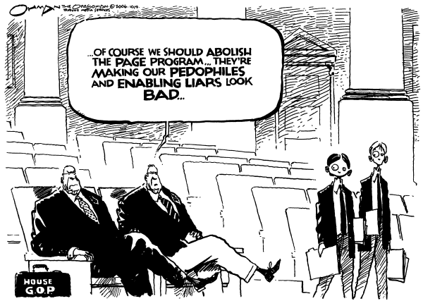 Editorial Cartoon by Jack Ohman, The Oregonian on Foley Resigns, Seeks Rehab