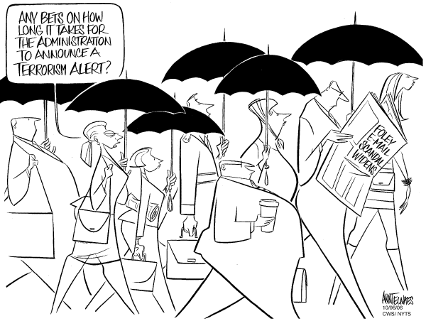 Editorial Cartoon by Ann Telnaes, CWS/CartoonArts Intl. on Foley Resigns, Seeks Rehab