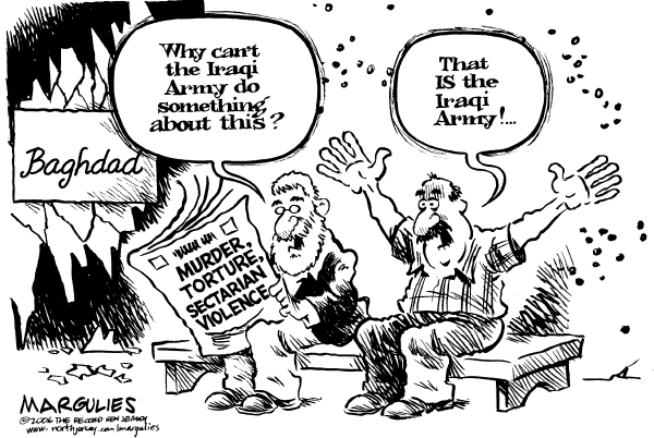 Editorial Cartoon by Jimmy Margulies, The Record, New Jersey on Major Developments in Iraq