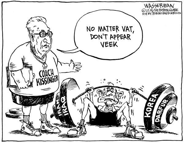 Editorial Cartoon by Dan Wasserman, Boston Globe on Bush Vows to Change Nothing
