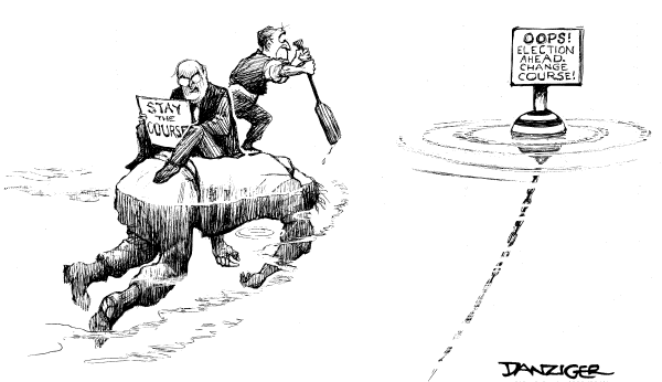Editorial Cartoon by Jeff Danziger, CWS/CartoonArts Intl. on Bush Vows to Change Nothing