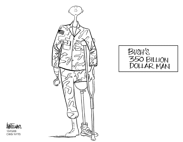 Editorial Cartoon by Ann Telnaes, CWS/CartoonArts Intl. on Iraq Death Toll Mounts