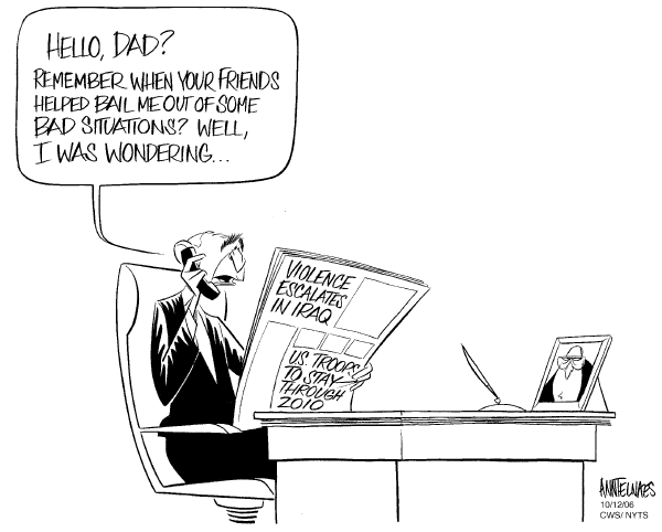 Editorial Cartoon by Ann Telnaes, CWS/CartoonArts Intl. on Iraq Death Toll Mounts